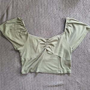 American Eagle Outfitters Green Off The Shoulder Crop Top Size XL